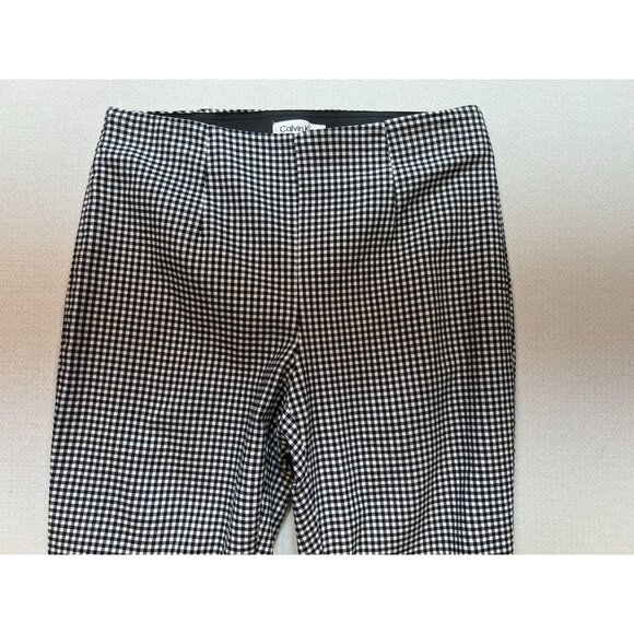 Calvin Klein Womens Casual Skinny Pants Pleated Front Size 4 Black White Gingham - Picture 5 of 12